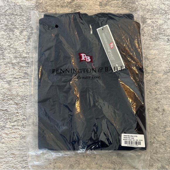 NWT Pennington & Bailes Mock Neck Quarter Zip Sweater Vest - Navy Blue - Large - Picture 4 of 7